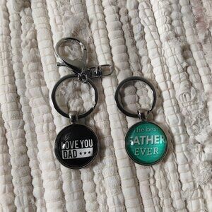 New, Set of Two I Love You Dad & The Best Father Ever Key Rings